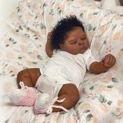 Jane 19 Zoll lebensechte geschlossene Augen dunkle Haut Reborn Puppe-Peaches