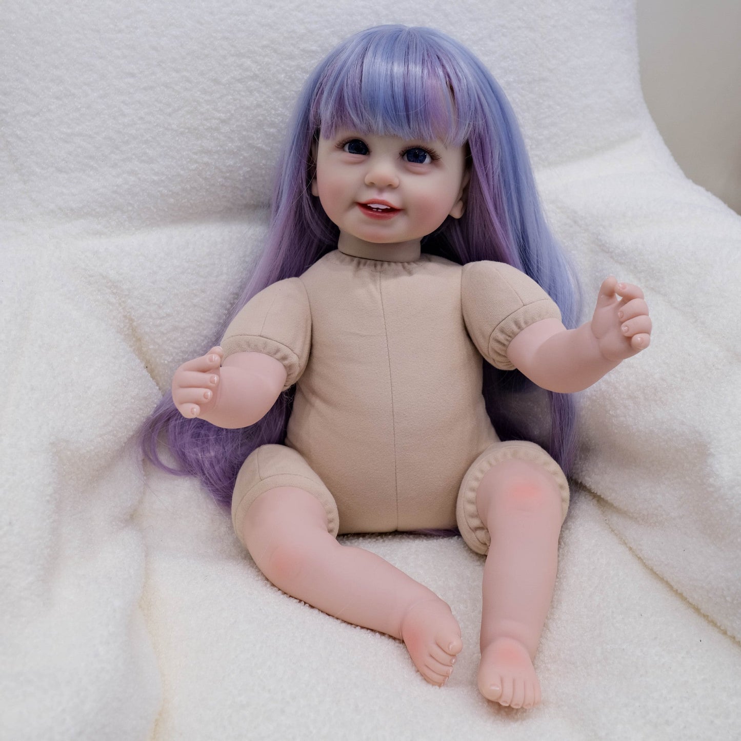 22 Zoll offene Augen lange bunte Haare Reborn Puppe Mädchen