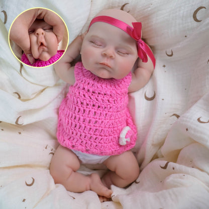 30 cm weiches Vollsilikon-Reborn-Babymädchen mit geschlossenen Augen Pfirsichfarben