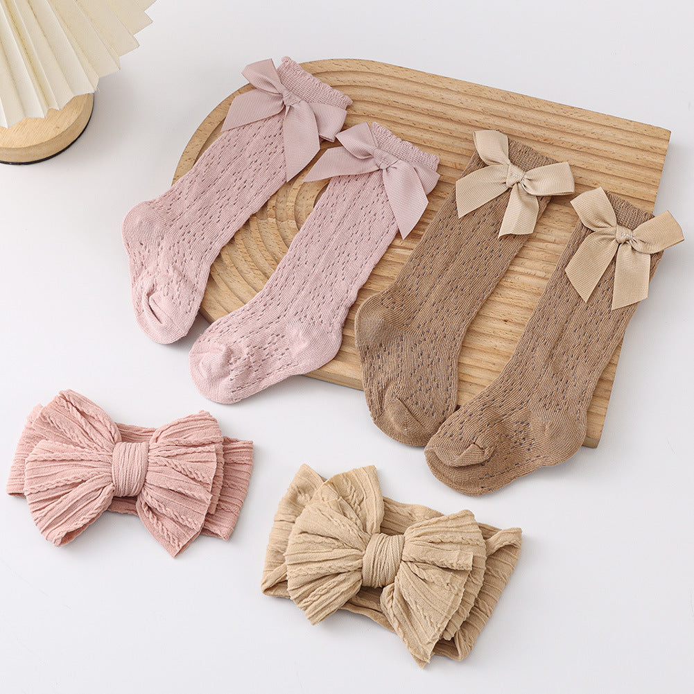 Schleifen-Haarreif und Socken 2-teiliges Set für 43-60cm Puppen