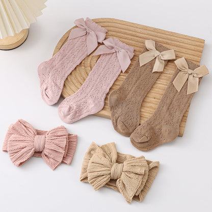 Schleifen-Haarreif und Socken 2-teiliges Set für 43-60cm Puppen