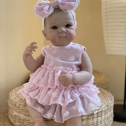 45 cm Reborn Puppe mit offenen Augen Zwillingsschwestern im Kleid-Bettie