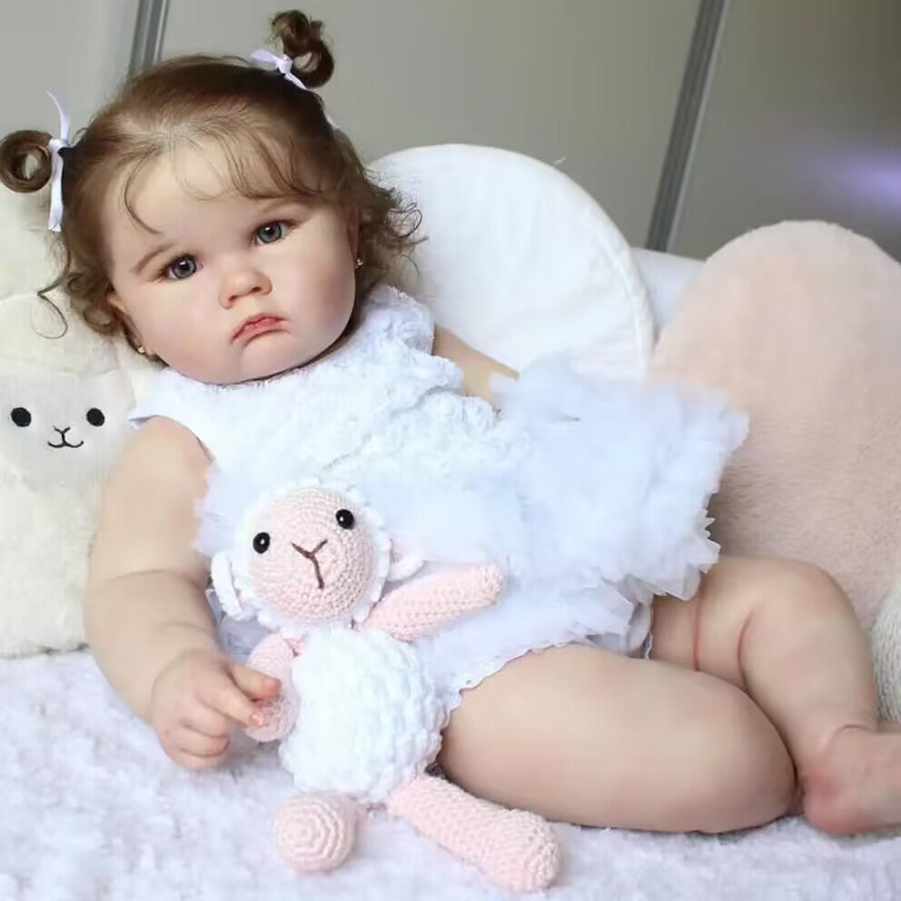 60 cm Reborn Susan-Puppe mit offenen Augen und braunem Haar