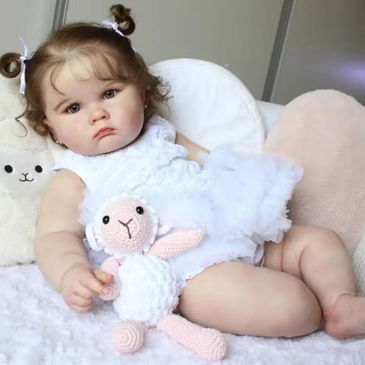 60 cm Reborn Susan-Puppe mit offenen Augen und braunem Haar