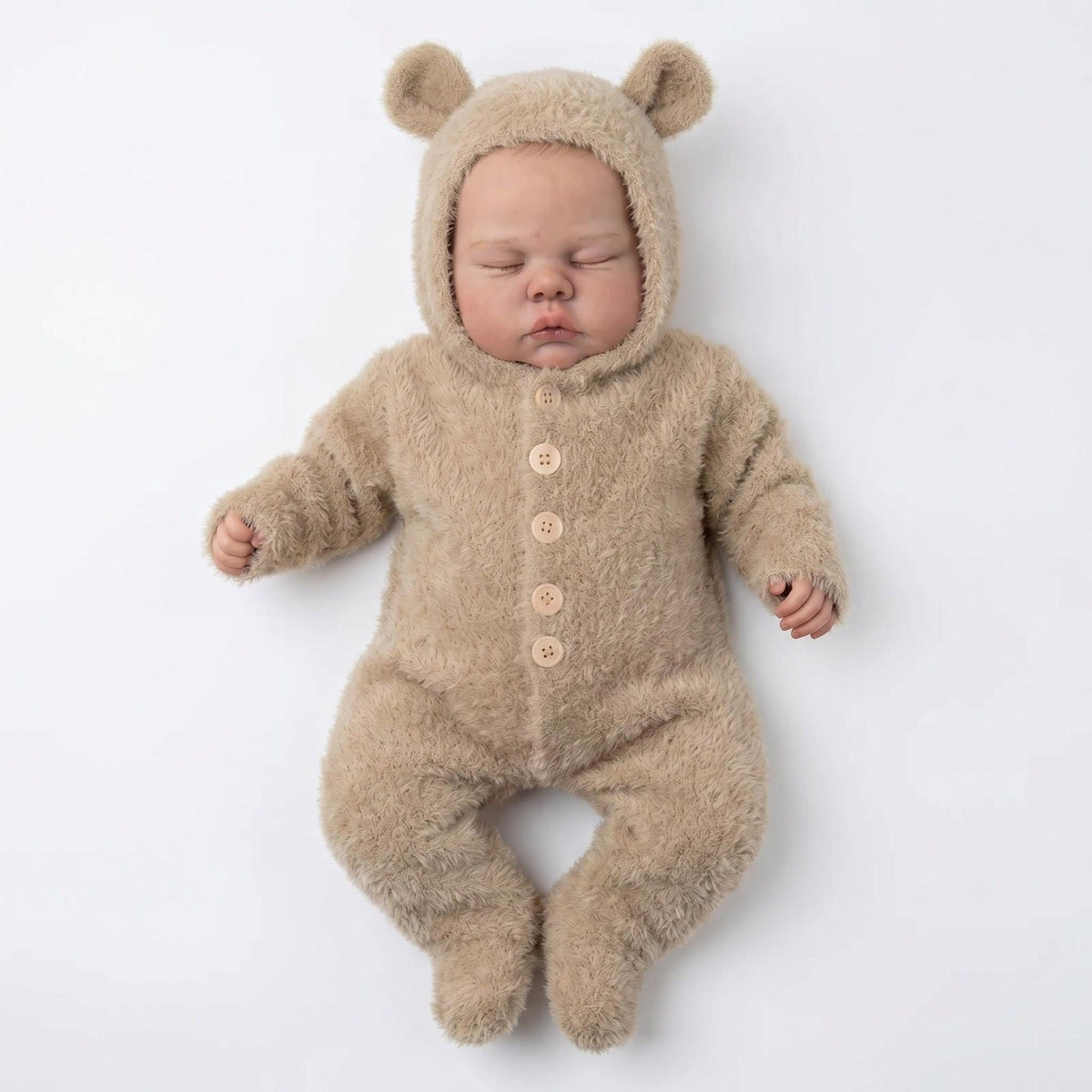 48 cm weiche schlafende Pickle Reborn Puppe im Kamel-Plüschoverall