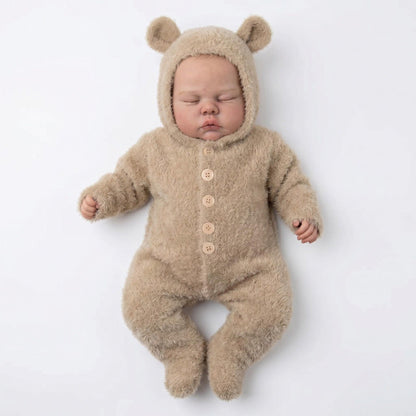 48 cm weiche schlafende Pickle Reborn Puppe im Kamel-Plüschoverall