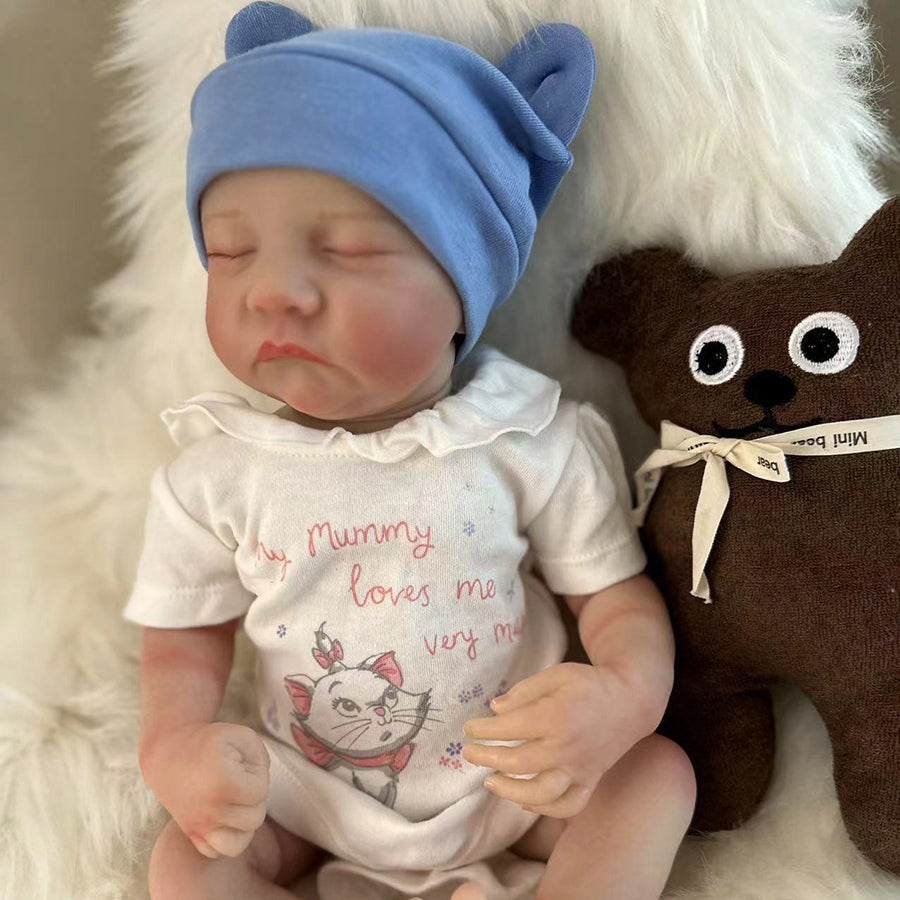 18 Zoll lebensechte Reborn Puppen Jungen/Mädchen mit geschlossenen Augen- Levi