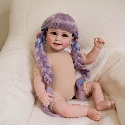 22 Zoll offene Augen lange bunte Zopf Reborn Puppe Mädchen