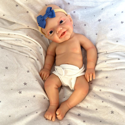 30cm lebensechte Reborn-Puppe mit blauem Lächeln und Vollsilikonaugen - Charlie