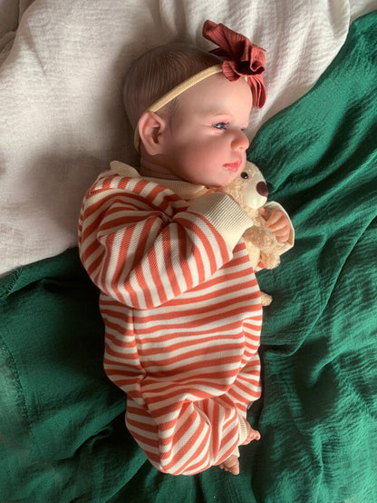 20 Zoll Reborn Babypuppen mit offenen Augen in gestreifter Kleidung - Loulou