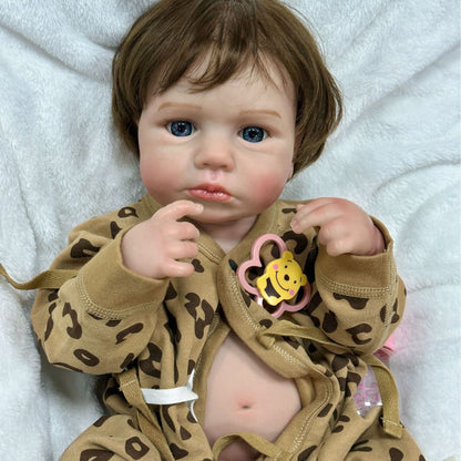 20 Zoll (ca. 50 cm) Reborn Puppe mit kurzen Haaren und offenen Augen Junge/Mädchen - Loulou