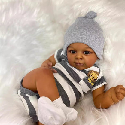 Clara 23 Zoll realistische afroamerikanische Rebornpuppen mit offenen Augen - Jaylan