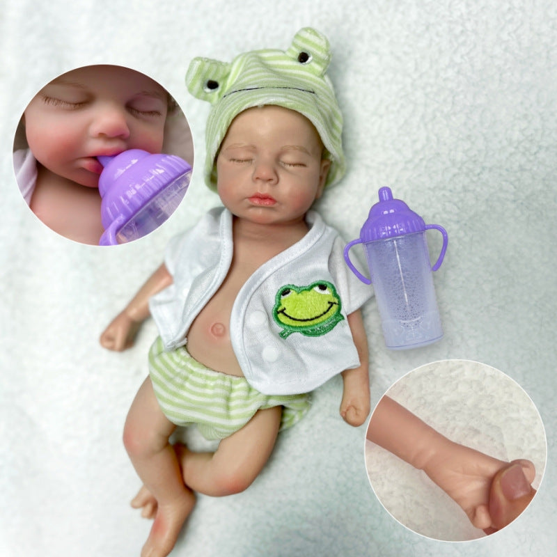 30 cm lebensechte weiche Vollsilikon-Reborn-Puppe Loulou schlafendes Mädchen
