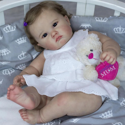 Cheryl 60cm Reborn-Puppe mit blauen Augen und braunen Haaren