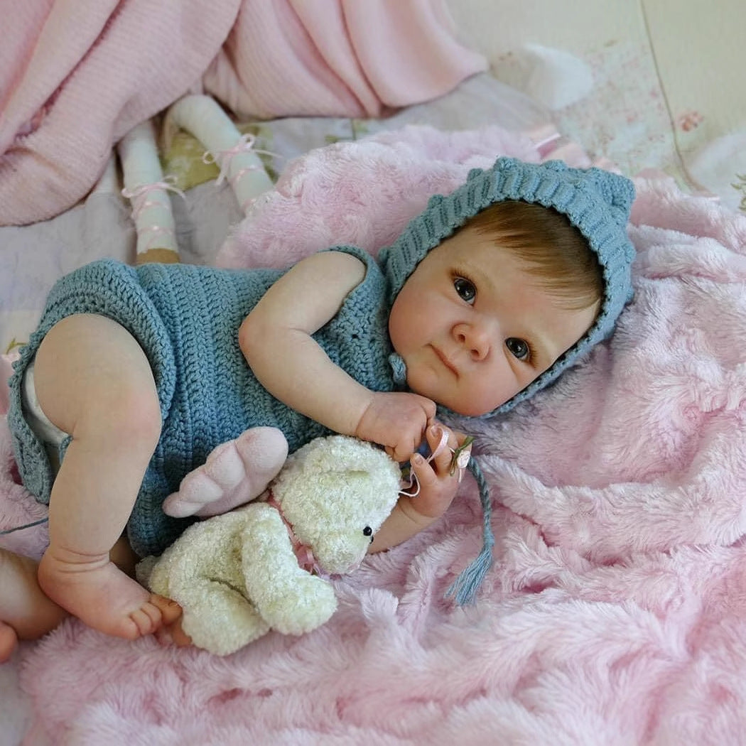 18 Zoll Reborn Puppe Mädchen mit offenen Augen und kurzen Haaren - Bettie