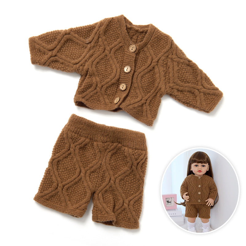 Zweiteiliges Strickset (Oberteil & Hose) für 55 cm Reborn Puppen