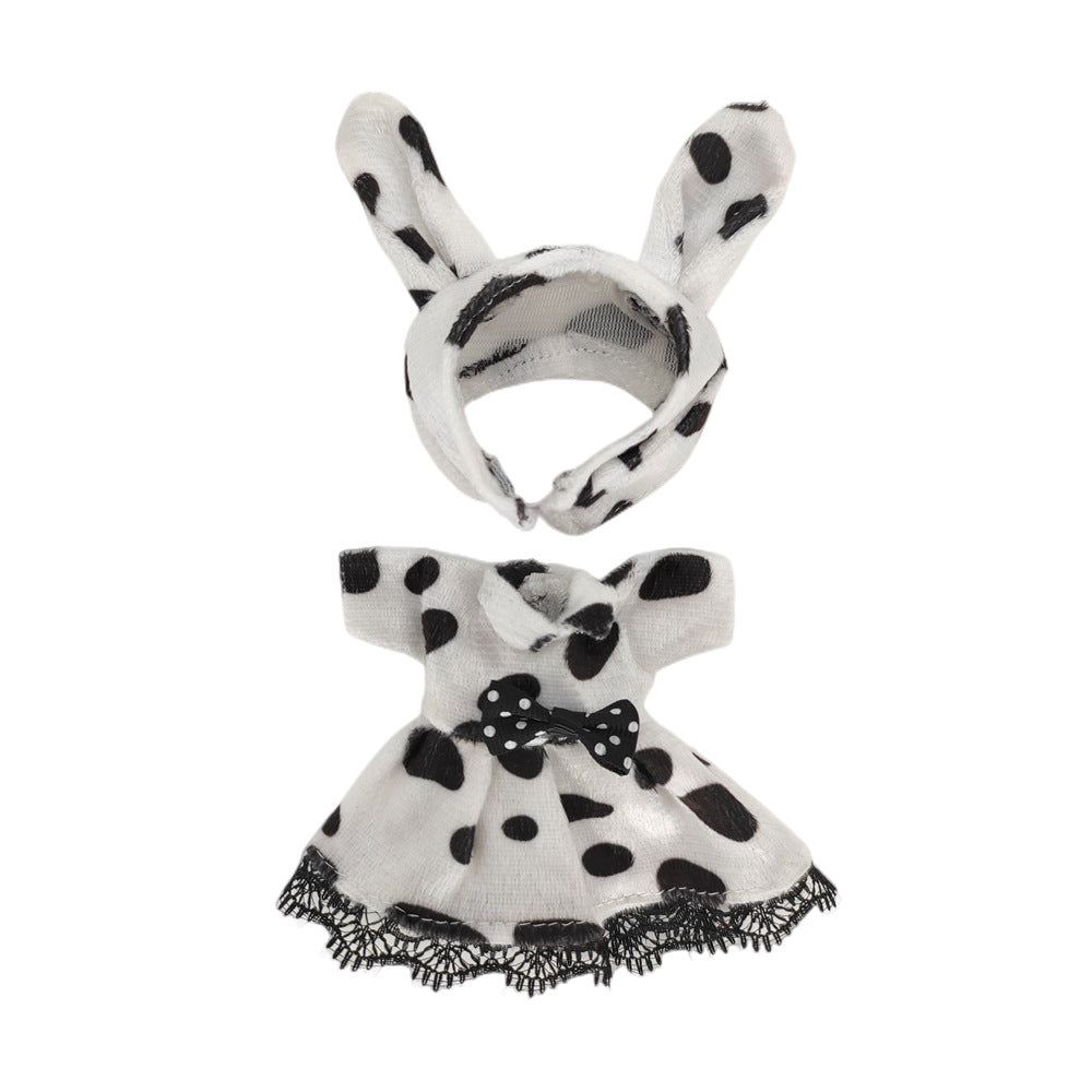 Cartoon-Kleid und Stirnband für 6 Zoll (15 cm) Mini Reborn Puppen