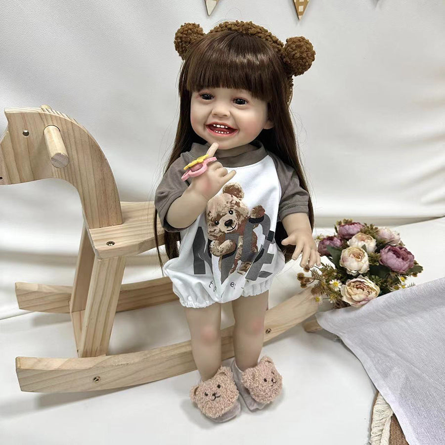 22 Zoll langes Haar lächelndes Reborn-Puppenmädchen - Yannik