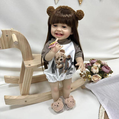 22 Zoll langes Haar lächelndes Reborn-Puppenmädchen - Yannik