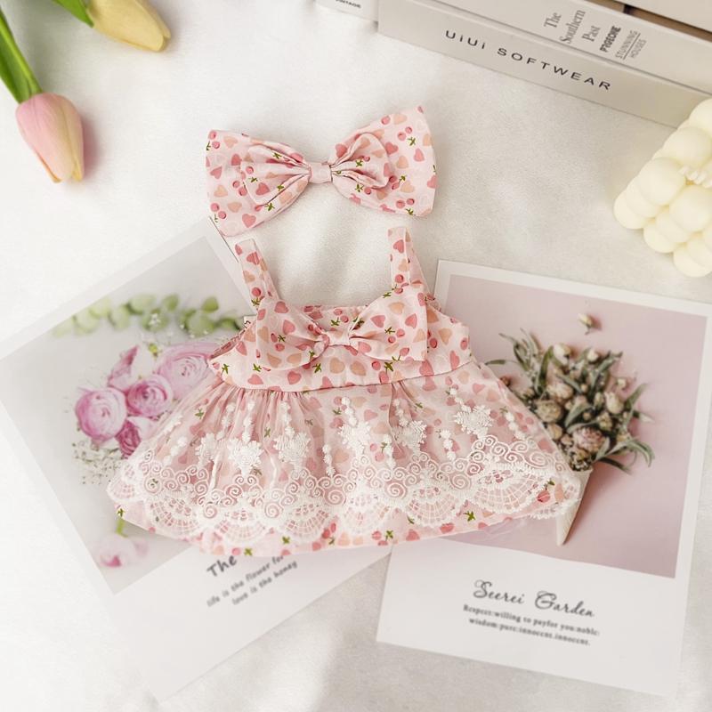 Wunderschönes Spitzenkleid mit Blumenmuster und Haarreif 2-teiliges Set für 30cm Puppen