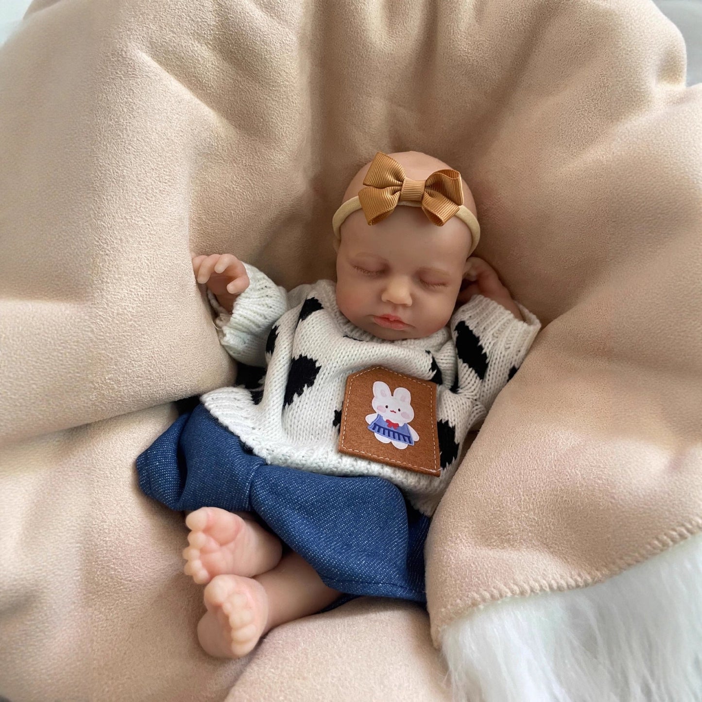 30cm lebensechte Loulou Reborn-Puppe aus Vollsilikon schlafend (Mädchen/Junge)
