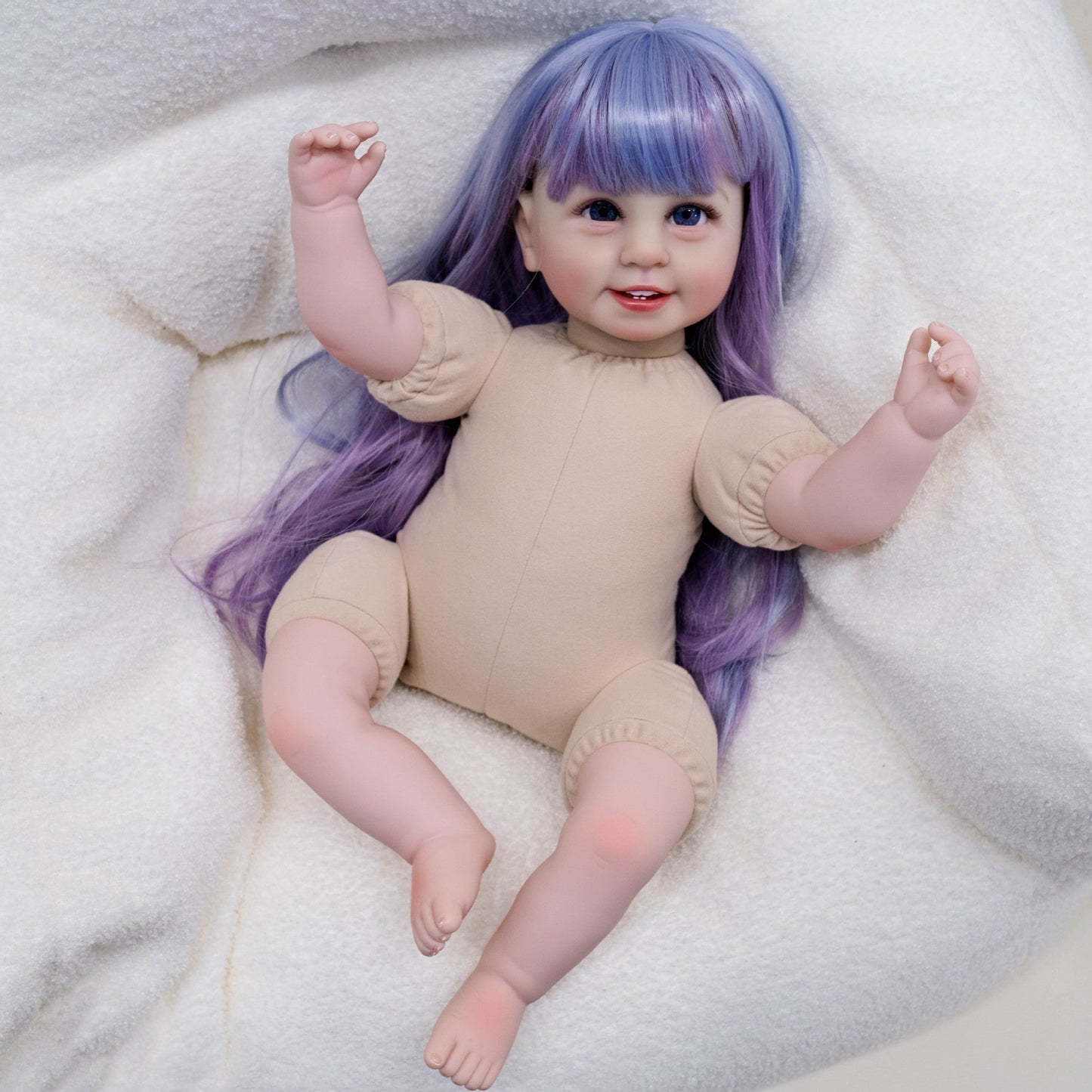 22 Zoll offene Augen lange bunte Haare Reborn Puppe Mädchen
