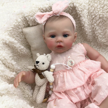 48cm blaue Augen weicher Körper Reborn Baby Meadow im rosa Kleid