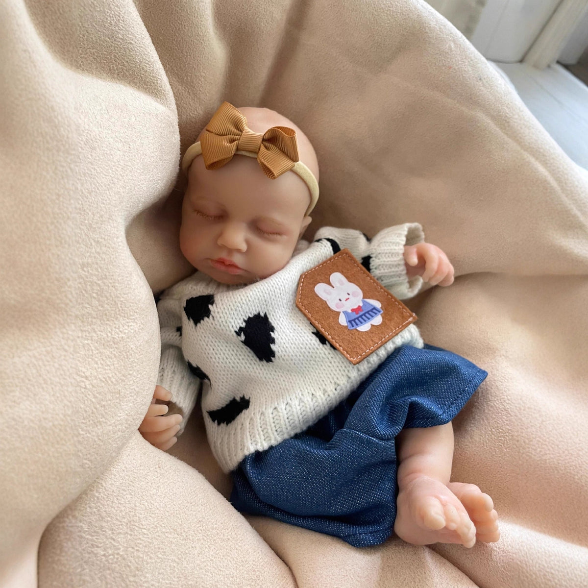 30cm lebensechte Loulou Reborn-Puppe aus Vollsilikon schlafend (Mädchen/Junge)