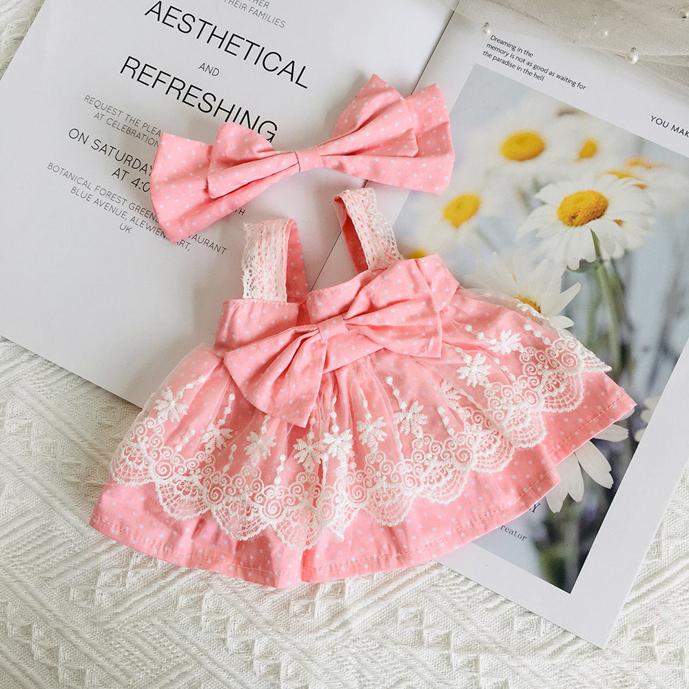 Niedliches Spitzenkleid mit Blumenmuster und Haarspange 2-teiliges Set für 30cm Puppen