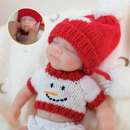 20 cm Mini-Silikon-Reborn Puppe Mädchen mit geschlossenen Augen – Pascale