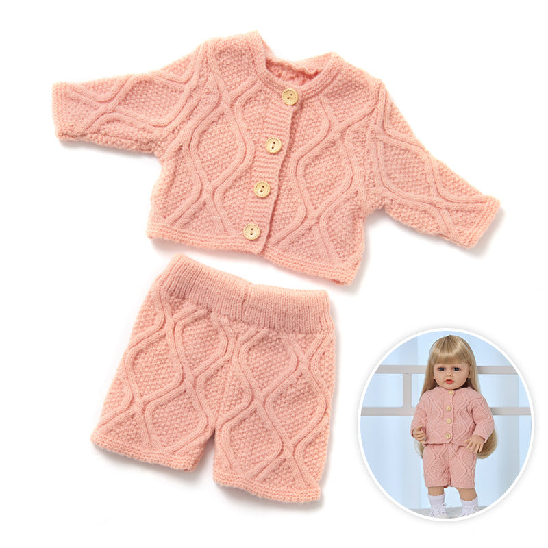 Zweiteiliges Strickset (Oberteil & Hose) für 55 cm Reborn Puppen