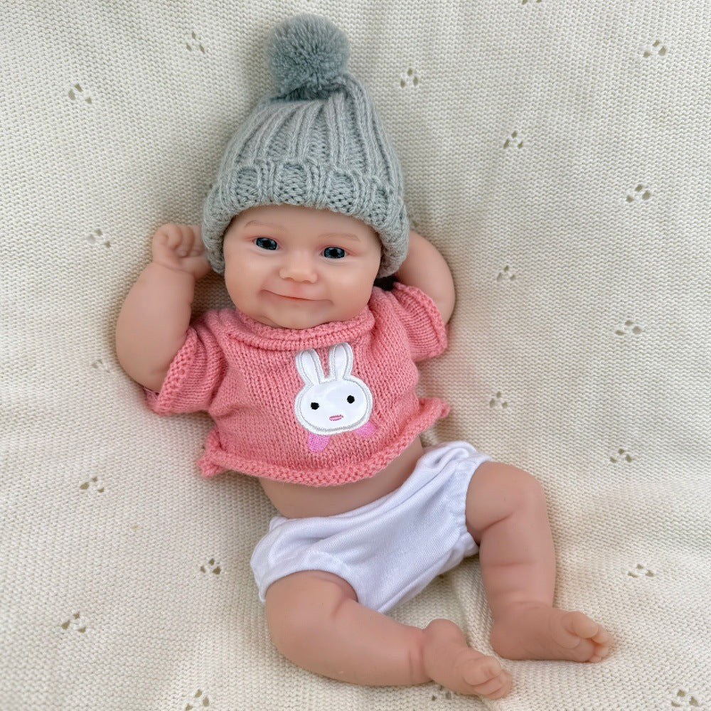 30 cm vollständig aus Silikon gefertigte Reborn-Babypuppe Maddie in rosa Kleidung