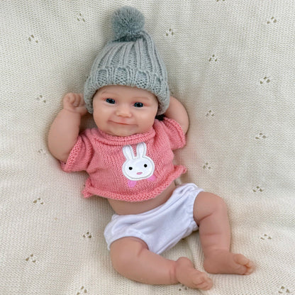 30 cm vollständig aus Silikon gefertigte Reborn-Babypuppe Maddie in rosa Kleidung