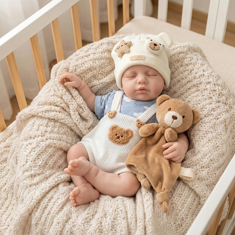 30 cm Loulou Reborn-Babypuppe aus Vollsilikon im Bärenkostüm