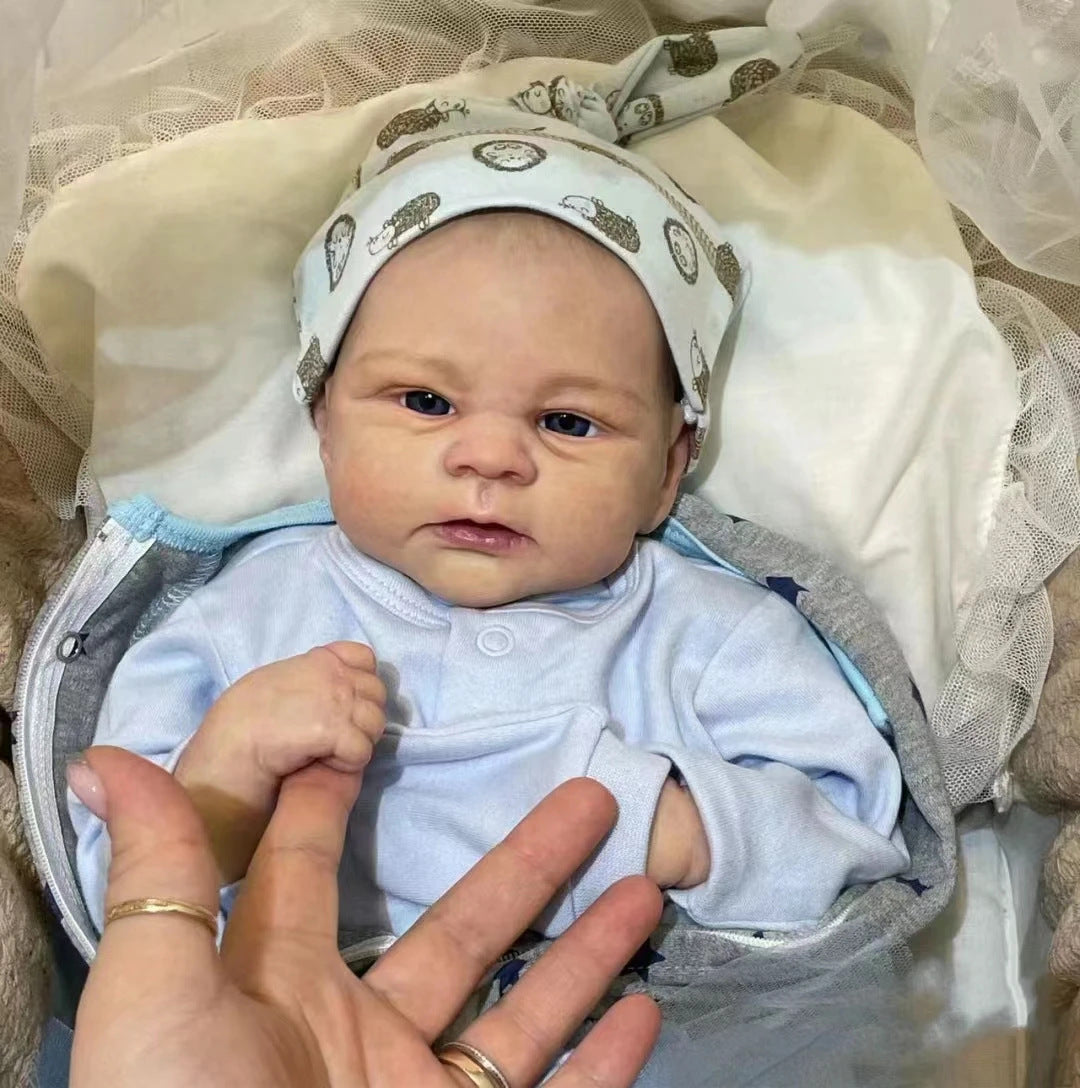 Hilda 19 Zoll realistische Reborn Puppe mit offenen Augen und gezeichneten Haaren - Elijah