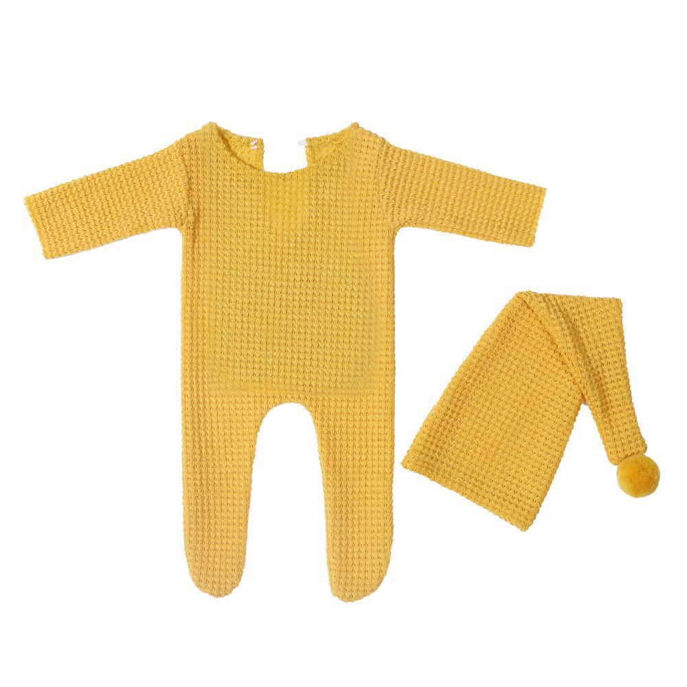 Gestrickter Einteiler mit langer Mütze 2-teiliges Set für Puppen von 45-50 cm