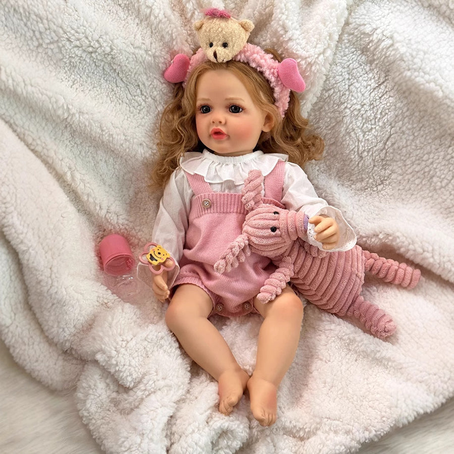 22 Zoll Mamie Reborn Puppen Mädchen mit blonden Haaren