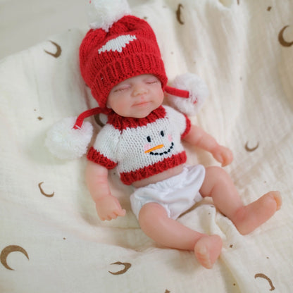 20 cm Mini-Silikon-Reborn Puppe Mädchen mit geschlossenen Augen – Pascale