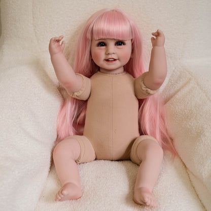 22 Zoll offene Augen lange rosa Haare Reborn Puppe Mädchen