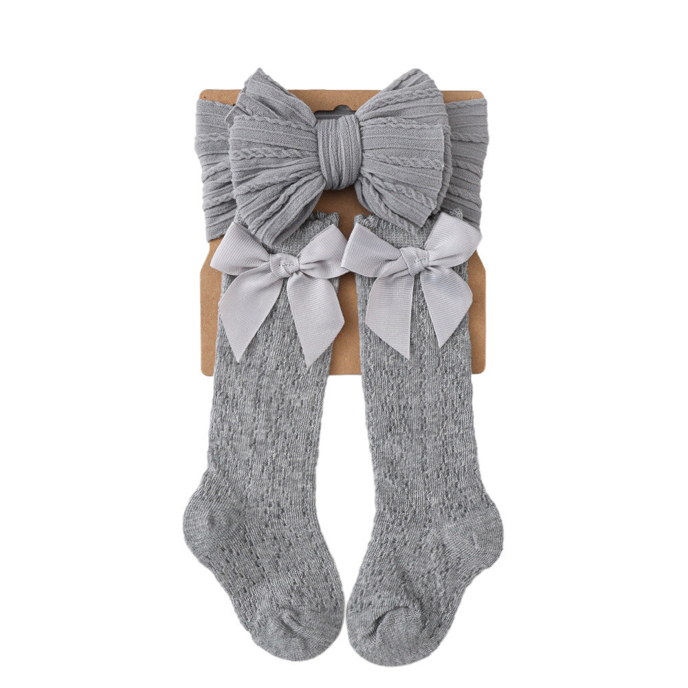 Schleifen-Haarreif und Socken 2-teiliges Set für 43-60cm Puppen
