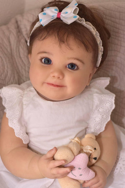 Sylvia 60 cm offene Augen kurzes Haar Reborn Puppe-June Awake