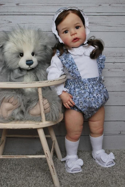 24 Zoll Reborn Babypuppen mit offenen Augen und braunem Haar-Sandie
