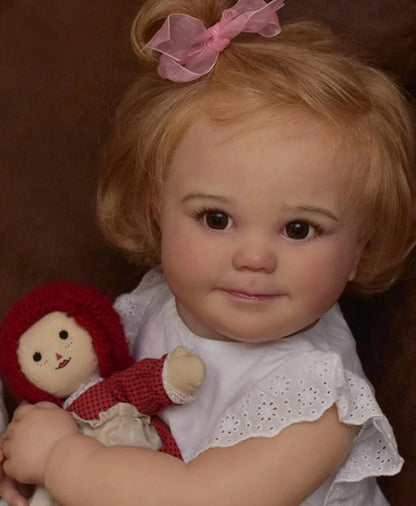 May 60 cm offene Augen blondes Haar Reborn Puppe-June Awake
