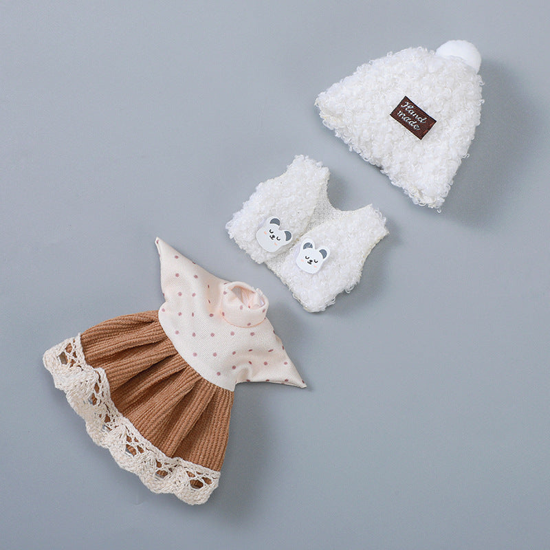 Niedlicher Plüsch-Kleidungsanzug für 6 Zoll Mini Reborn Puppen