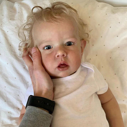 20 Zoll Paul Reborn Puppe mit kurzen blonden Haaren und offenen Augen