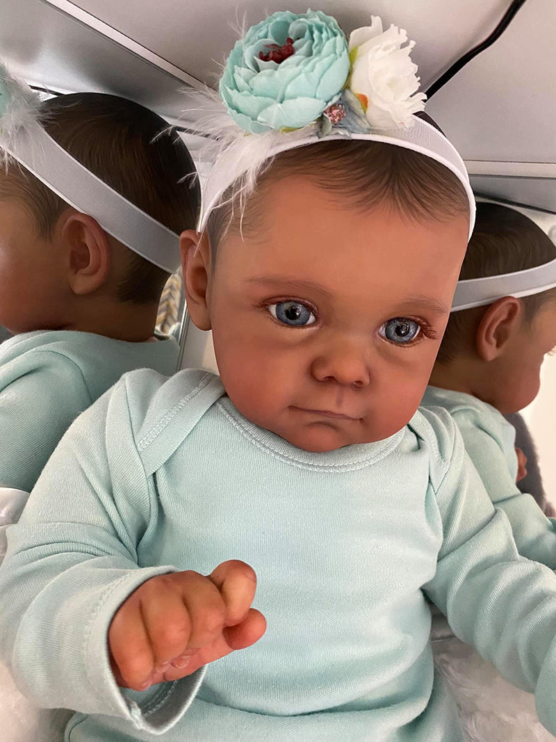 Lauren 60 cm afroamerikanische Reborn Puppen mit Augen auf-Maggie