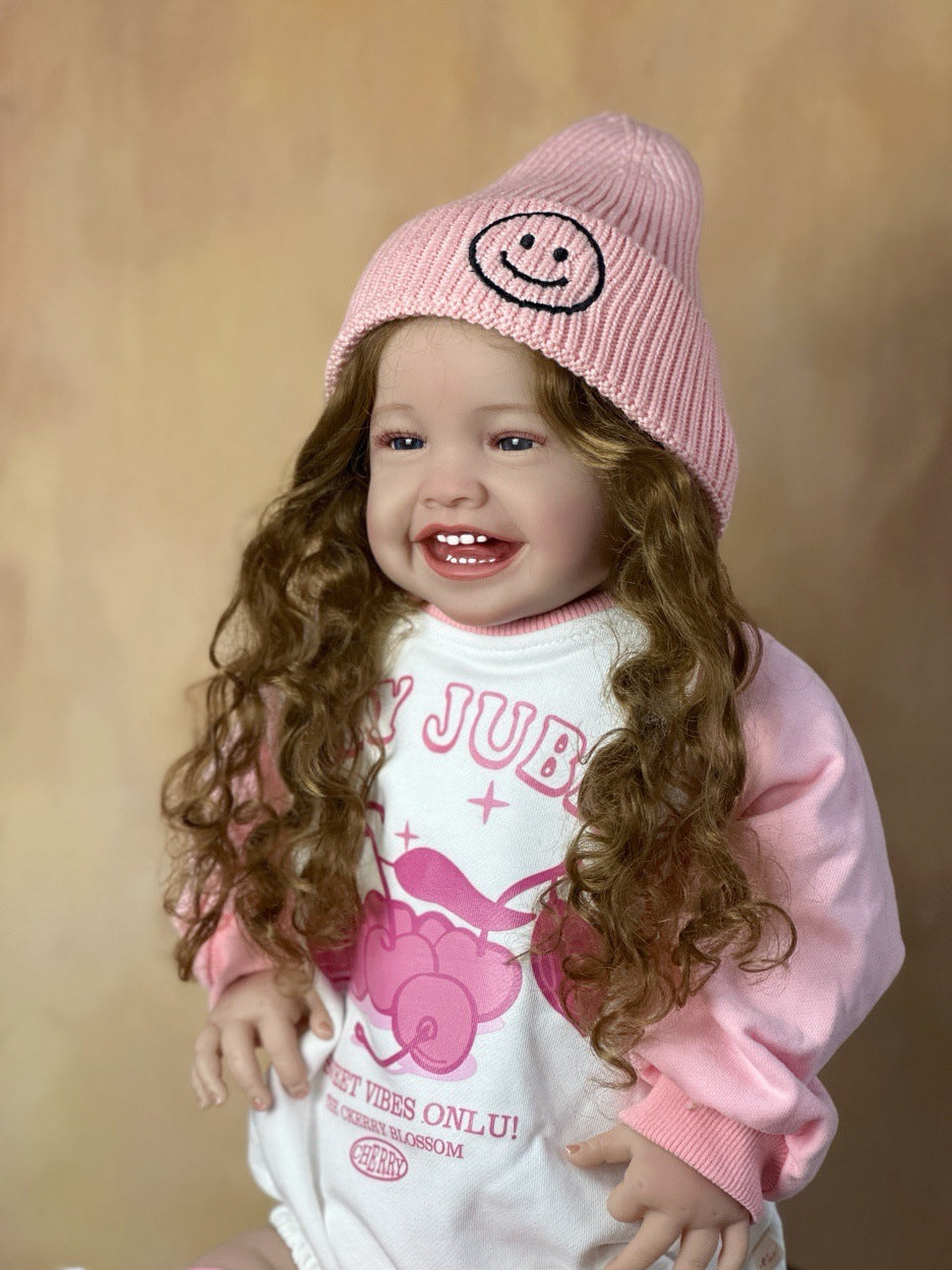24 Zoll offene Augen Lange Haare Lächeln Reborn Puppe Mila in rosa Outfits