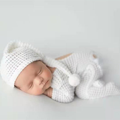 Gestrickter Einteiler mit langer Mütze 2-teiliges Set für Puppen von 45-50 cm