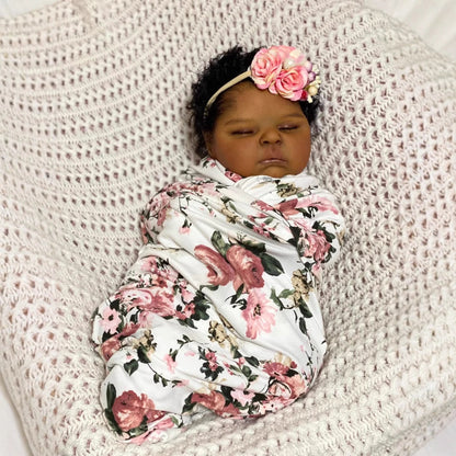Beryl 19 Zoll Realistische geschlossene Augen dunkle Haut Reborn Puppe-Peaches