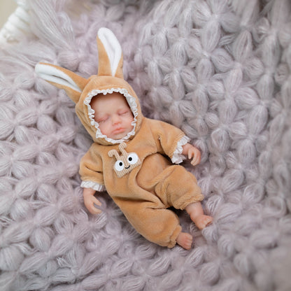 6 Zoll Mini-Silikon-Reborn-Puppe Mädchen Loulou mit geschlossenen Augen